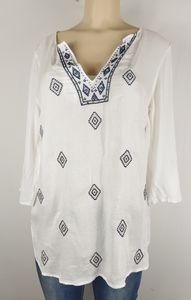 Ann taylor  White Beaded Tunic blouse medium